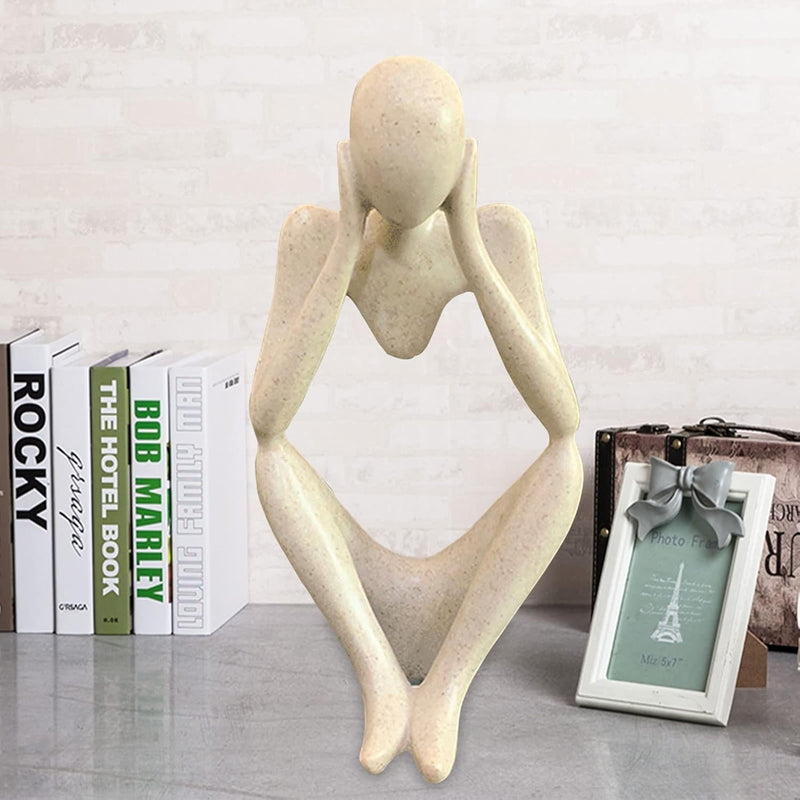 Thinker Statues and Sculptures, Sandstone Resin Thinker Statue Ornaments, Abstract Style Sculptures, Housewarming Gifts, Housewarming Decorations, Living Room Dining Desk Decorations (Right, Small)