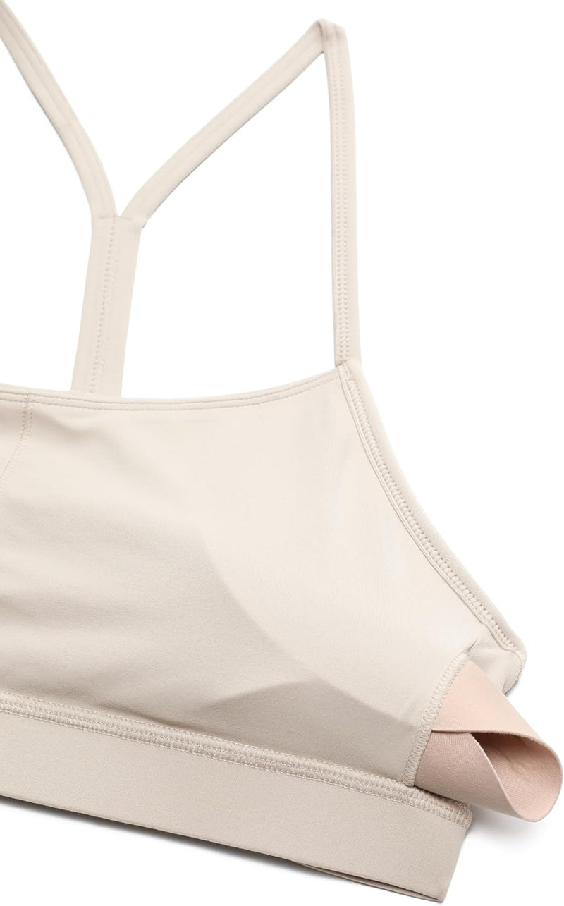 CRZ YOGA Y Back Sports Bra for Women - Padded Racerback Spaghetti Straps Thin Strap Low Impact Workout Yoga Bra