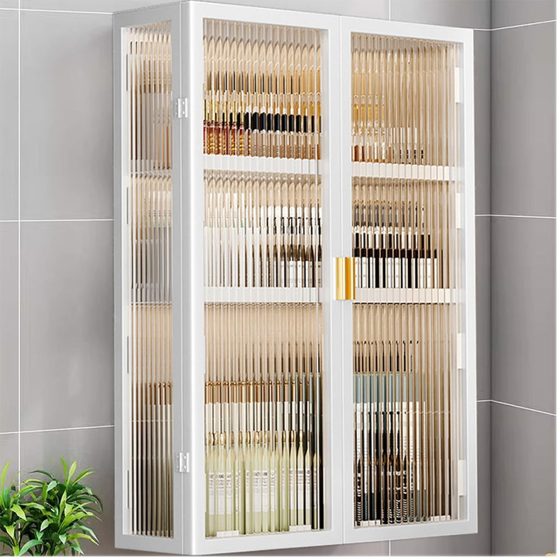 U-HOOME Wall Mounted Bathroom Storage Cabinet Shelf,Large Cosmetic Makeup Organizer Display,Toilet Shower Shampoo Kitchen Storage Organizer for Bedroom,Bathroom (3 Tier-40cm-white)
