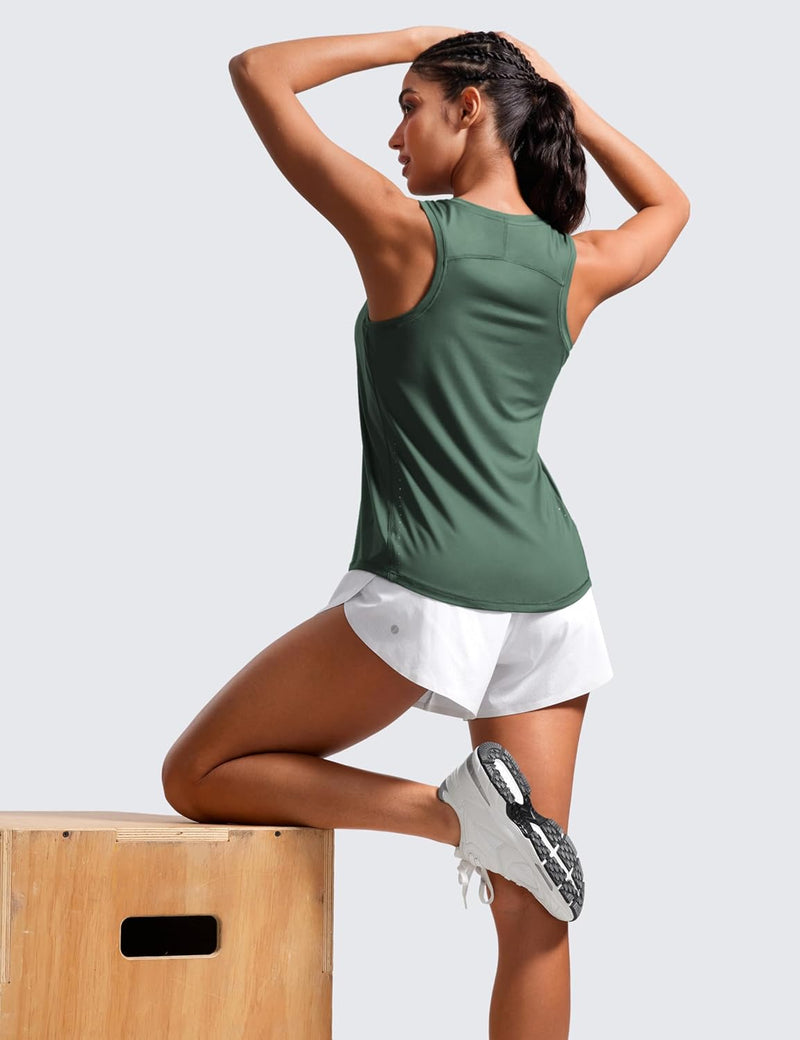 CRZ YOGA Lightweight Tank Top for Women Racerback Sleeveless Workout Tops High Neck Athletic Running Shirts