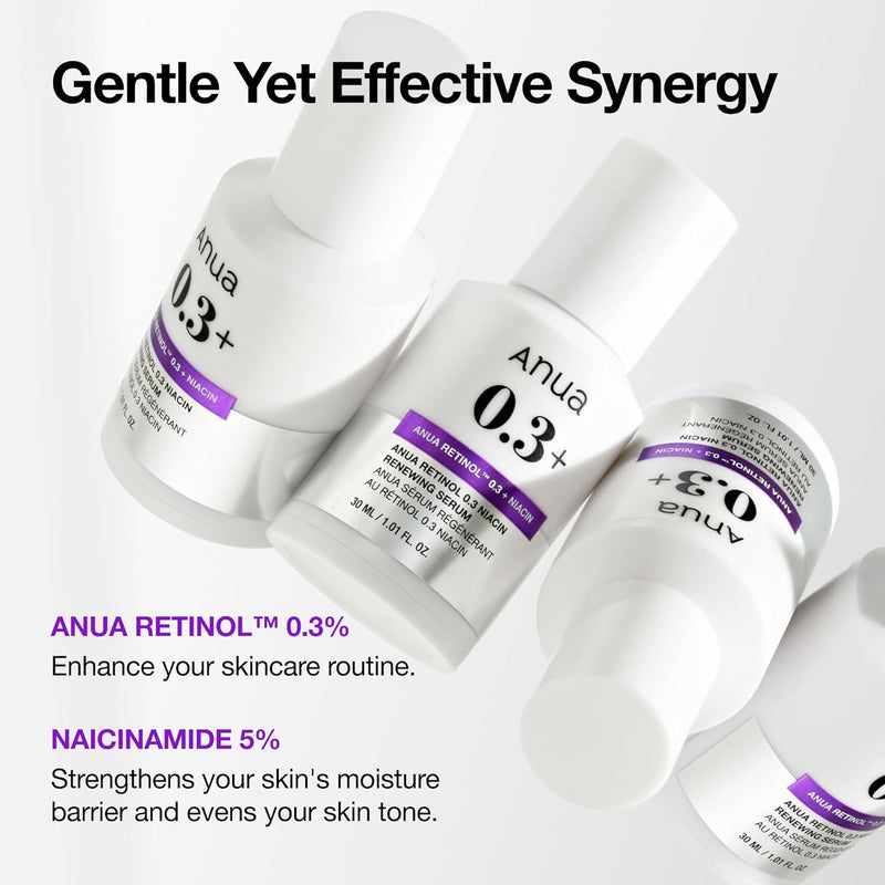 Retinol 0.3 Niacin Renewing Serum, For Anti-Aging with Hydration, Textured & Glass skin, 5% Niacinamide, Retinol For Face, Gentle for Beginner, Korean Skin Care, 30ml /1.01 fl.oz.