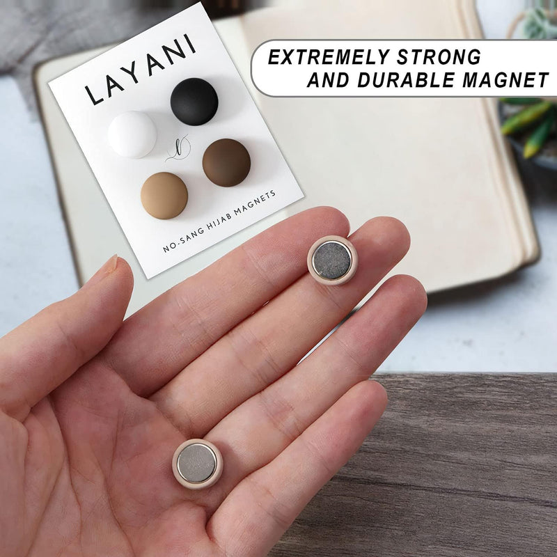 Layani Hijab Magnets: Matte Finish [Variety 4 Pack] Magnetic Hijab Pins, no gemstone