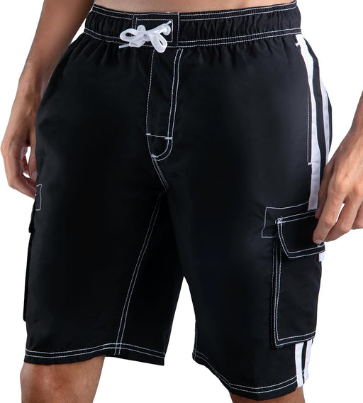 Men's Barracuda Swim Trunks (Regular & Extended Sizes) - Black