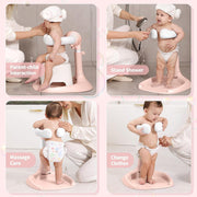 MOMENT Adjustable Baby Shower Stand, Baby Bath Stand, Baby Shower Standing Support with Adjustable Height and Safety Handle, Foldable and Compact Baby Bathtub with Stand (PINK)
