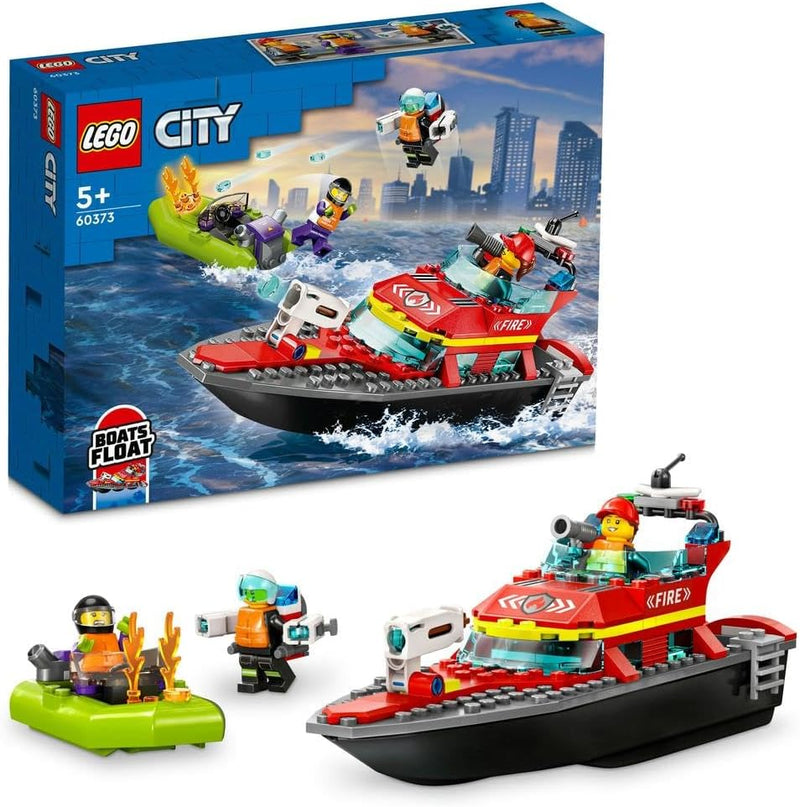 LEGO 60373 City Fire Rescue Boat Toy, Floats on Water, with Jetpack, Dinghy and 3 Minifigures, Everyday Hero Toys for Boys and Girls Aged 5+, Gift Idea - Single
