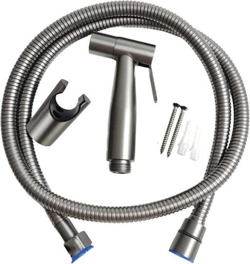 AZTON_IT-3066 Premium Gun Metal Grey Handheld Bidet Sprayer Set - 47" Stainless Steel Hose, Wall-Mounted Shattaf for Toilet, Personal Hygiene & Baby Cloth Diaper Washer - Leak-Proof & Easy to Install