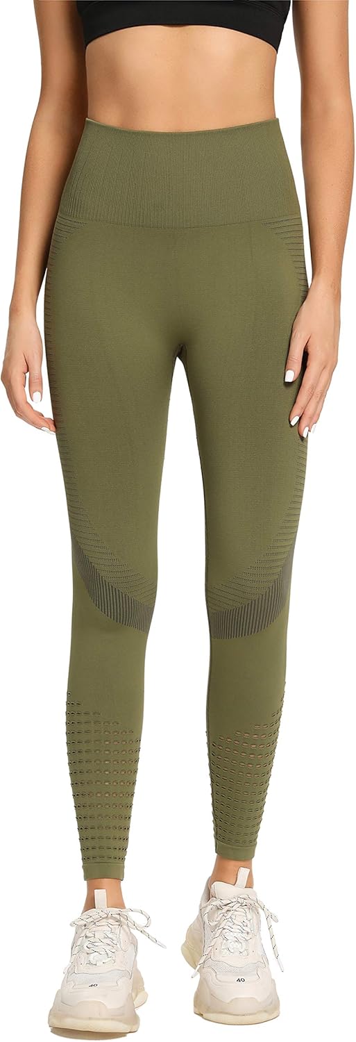 Redqenting High Waisted Leggings for Women Workout Seamless Leggings Yoga Pants Sweat Proof Tummy Control Tights