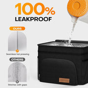 Insulated Lunch Box for Men & Women - Leak-Proof Cooler Lunch Bag with 4 Pockets, Adjustable Strap, Ideal for Work, Picnic, Travel - Medium, Black