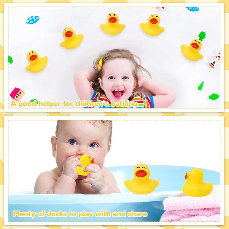 HyDren 100 Pcs Rubber Ducks Mini Ducks Bulk Bath Toys Yellow Cruise Ducks Bathtub Toys Float Ducks Baby Shower for Car Bathtub Classroom Exchange Prizes Treat Supplies Goodie Bag Fillers(Classic)