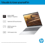 OmniBook 5 Laptop 2025 Model 16" 2K AMD Ryzen 7 8840U 16GB RAM 512GB SSD Windows 11 Glacier silver Standalone 16-BC1002NE En-Ar Keyboard UAE Version