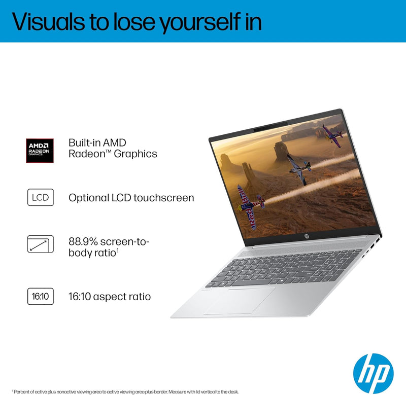 OmniBook 5 Laptop 2025 Model 16" 2K AMD Ryzen 7 8840U 16GB RAM 512GB SSD Windows 11 Glacier silver Standalone 16-BC1002NE En-Ar Keyboard UAE Version