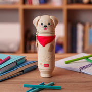 LEGAMI - Kawaii 2 in 1 Soft Silicone School Compartment Golden Table Pen Holder Zipper Pen Pencils H 20cm