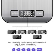 MOSUO Electronic Kitchen Scales with USB Cable, Precision Scales 10 kg/1 g Stainless Steel Digital Food Scales, LCD Backlit Display, Tare Function, Batteries Included - Black