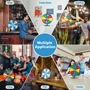 12 Inch Prize Wheel Spinning Game - Carnival Spinner Wheel for Prizes, Fortune Wheel Spinner with Stand, Ruleta de Premios with Dry Erase Marker and Eraser, 10 Options