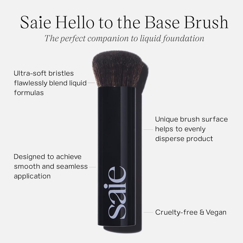 Saie The Base Brush - Ultra-Soft Foundation Brush for Liquid Makeup - Dense Complexion + Blending Brush with Cruelty-Free, Synthetic Bristles (1 Count)