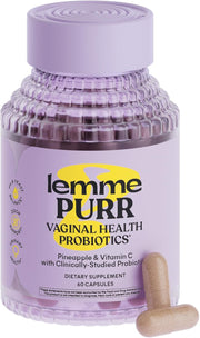 Purr l Probiotics for Women - Promotes pH Balance, Healthy l Odor & Urinary Tract Health w/Lactobacillus Blend, Clinically Tested Strains, Pineapple & Vitamin C - 60 Veggie Capsules