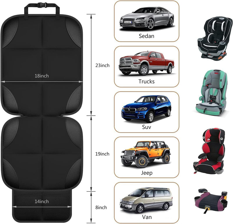 FUIN Car Seat Protector, Waterproof Auto Seat for Baby Child Safety Seat, Non-slip Cushion Mat with Organizer Pockets, Durable Vehicle Dog Cover Pad, for Baby Child and Pet, Scratchproof, No Imprint