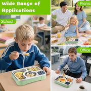 Stainless Steel Adult Lunch Box, 4-Compartment Metal Bento Box with Lid, Eco-Friendly, Leak-Proof, Food Storage Containers for School, Office, Travel