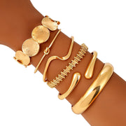 Gold Bangle Bracelets for Women Gold Plated Chunky Cuff Bangle Bracelet Stackable Multi Layer Bangles Fashion Jewelry Set