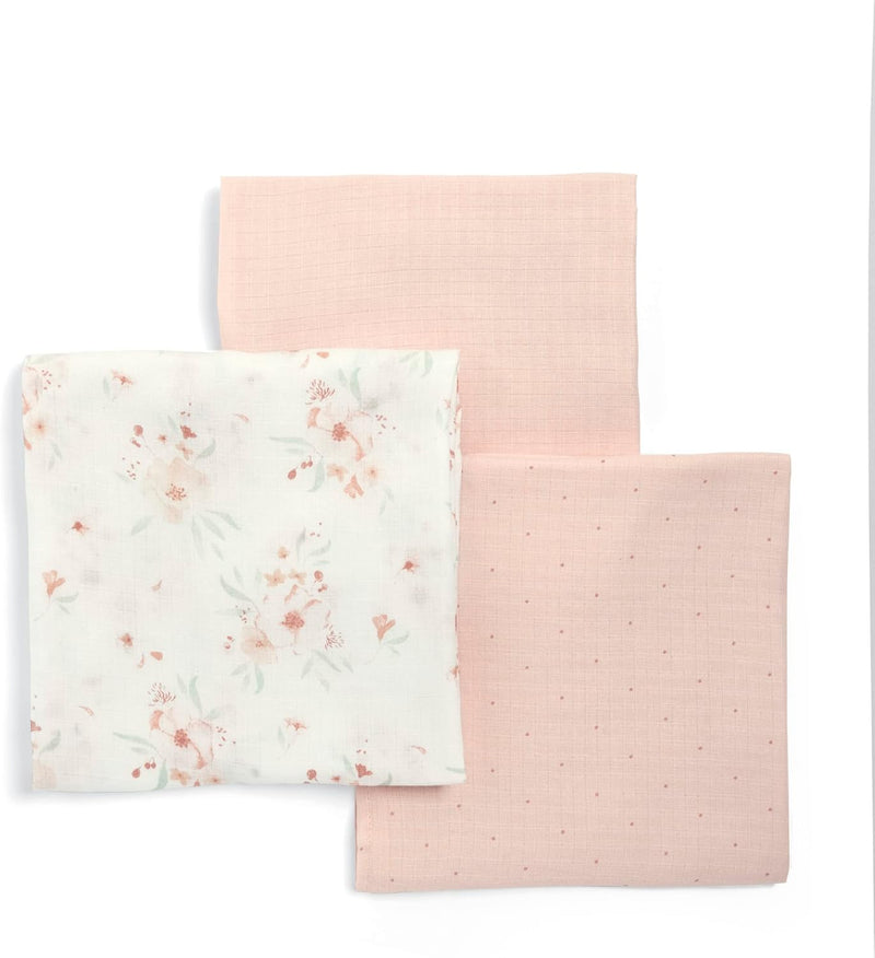 Mamas & Papas 3 Pack Large Cotton Muslin Squares, Floral