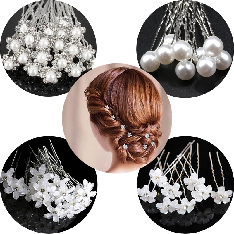 KOWVOWZ 20Pcs Pearl Hair Pins Bridal Hair Pins Wedding Hair Pins Flower Hair Pins for Women Wedding Bridesmaid Hair Accessories for Women Girls Wedding Ball
