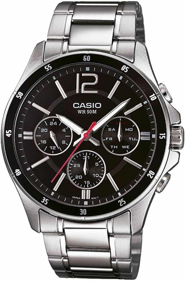 Men's Watch - MTP-1374D-1AVDF Black Dial, Silver Band