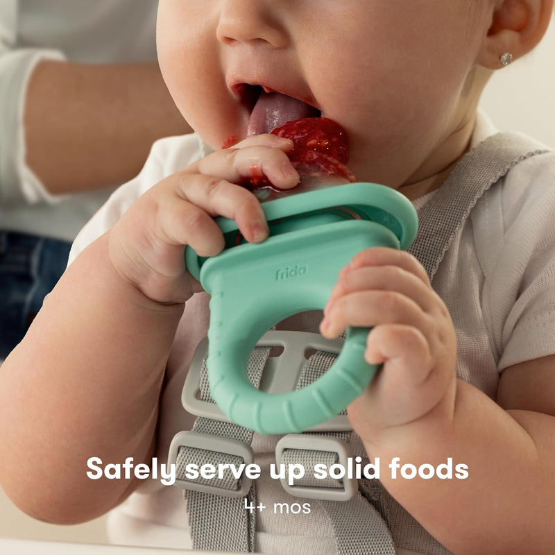 Push Pop Feeder, Baby Fruit Feeder, Baby Fruit Food Feeder to Safely Introduce New Foods, Fresh + Frozen Food Silicone Feeder for Babies, BPA Free, Dishwasher Safe - Vibrant Teal