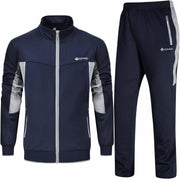 Men's Tracksuit Athletic Full Zip Casual Sports Jogging Gym Sweatsuit - 01navy+grey(1jacket+1pants)