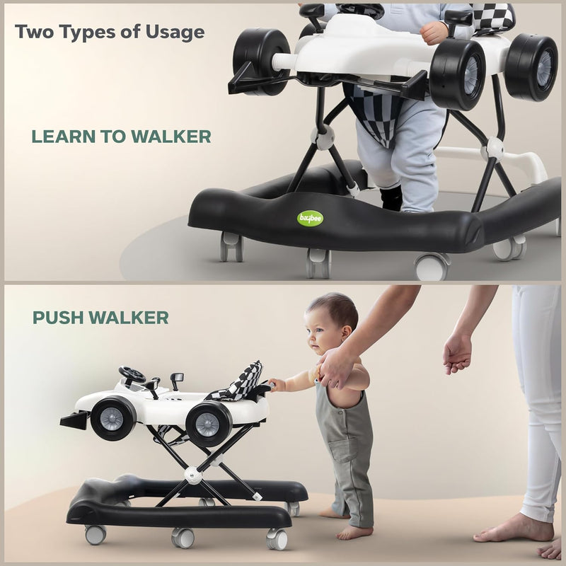 Baybee F1 Baby Walker for 6-18 Month Boy Girl, Push Walker for Kids with 3 Height Adjustable & High Back Seat | Activity Walker for Toddler (Yellow)
