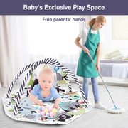 TFDER 7-in-1 Baby Play Gym, Infant Non-Slip Activity Blanket, Crawling Mat with Play Arch and Sensory Toys,Baby Toys 0+ Months,Black and White