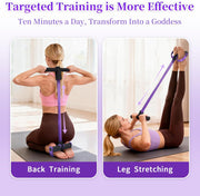 Multifunction Tension Rope, 6-Tube Elastic Yoga Pedal Puller Resistance Band, Natural Latex Tension Rope Fitness Equipment, for Abdomen/Waist/Arm/Leg Stretching Slimming Training - Purple