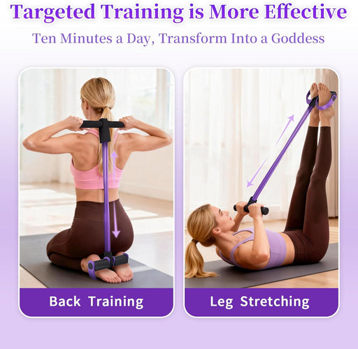 Multifunction Tension Rope, 6-Tube Elastic Yoga Pedal Puller Resistance Band, Natural Latex Tension Rope Fitness Equipment, for Abdomen/Waist/Arm/Leg Stretching Slimming Training - Purple