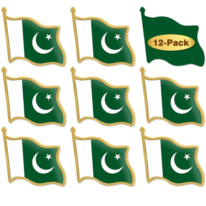 12/24/50/100Pcs Official Pakistan Flag Pins Bulk - Metal Pakistani National Lapel Pin