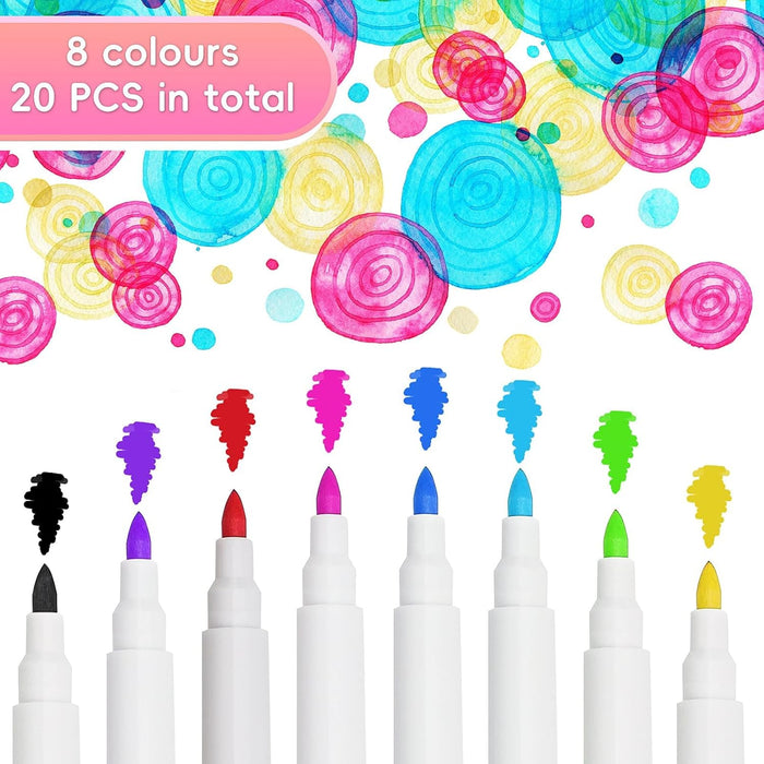 KASTWAVE Coloured Whiteboard Markers, 16 Erasable Dry Wipe Pens for Glass, Kids and Adults (11.3 X 1 Cm)