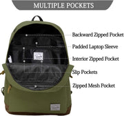 VASCHY Men's Backpack, Women's Waterproof School Bag, Boy Girl Computer 15.6 Inch Vintage for School, College, Work, Travel, Leisure