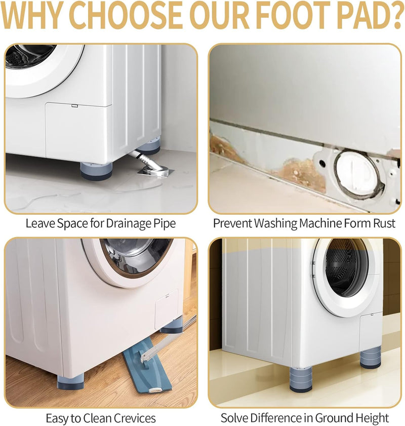 Anti Shock Pads for Washing Machine Base Foot Pads,4 x Universal Anti Vibration Pads Non Slip Heighten Shock and Noise Cancelling Support All Washing Machine Refrigerator Dishwasher Dryer(4 CM)