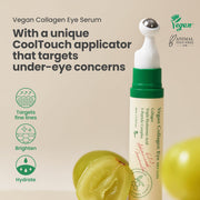 Vegan Collagen Eye Serum 10ml - K Beauty Triple Hyaluronic Acid & Peptide Collagen Serum for Skin Elasticity, Reduce Fine Lines & Dark Circles - Vegan Korean Skin Care Eye Cream - 0.33 fl. oz.