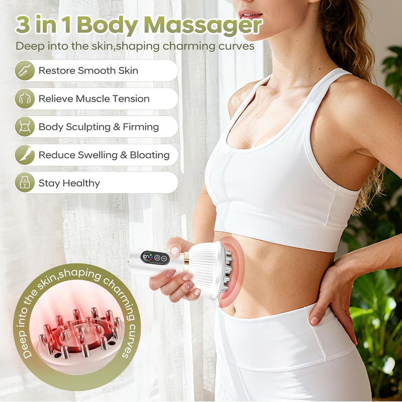 Angju Lymphatic Drainage Massager & Anti Cellulite Massage Tool, Body Sculpting Machine with Microcurrent, Light Heat & Vibration for Legs, Arms & Belly, Body, Helps Reduce Stretch Marks & Cellulite