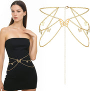 Women's Hang Low Multi Link Waist Chain, Waist Chain Belt in Gold Tone Mult Layer Women Metal Chain Belt, Adjustable Waist Link Belt Skinny Waistband Chain Decor Belts for Dress Jeans