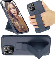 AWH Case for iPhone 14 Plus, Back Stand Case with Magnet Holder Hand Grip Magnetic Car Mount Anti Scratch Shockproof Cover Case for iPhone 14 Plus (iPhone 14 Plus, Light Blue) - iPhone 14 Pro Max Navy Blue