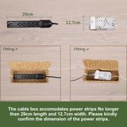 Cable Management Box, Handmade Rattan Cable Organizer, 2 Open Slots Cords Hider Box, Under Desk Cord Organizer for Computer Router Power Strip