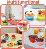 40 Pcs Durable Thick Reusable Silicone Cupcake Liner Set Non-Stick Muffin Cups in Square, Heart, Rectangle and Circle Shapes,Bento Lunch Box Accessories