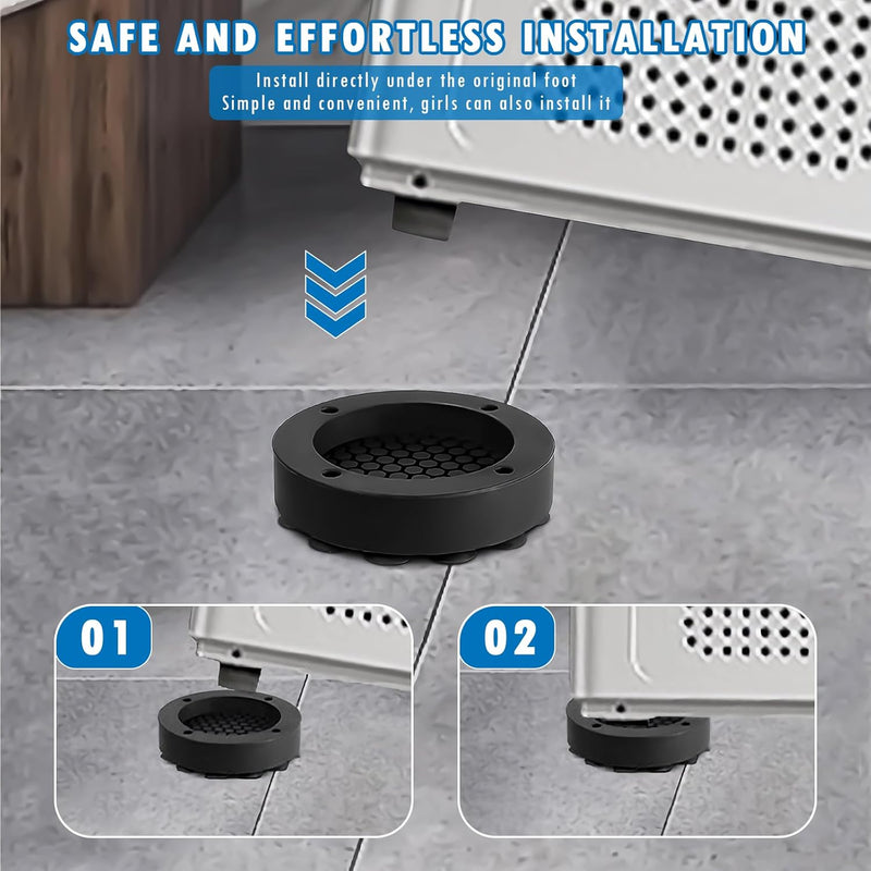 Cxqbsmy 4 Pcs Washing Machine Suction Cup Heightening Pad, Moisture Proof Shockproof and Anti-Slip Silion Pads for All Washing Machine Refrigerator Dishwasher Dryer, Support 150 KG(Black)