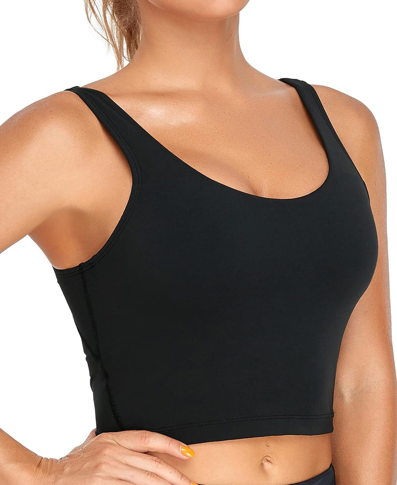 Womens Padded Padded - Black Scoop Neck