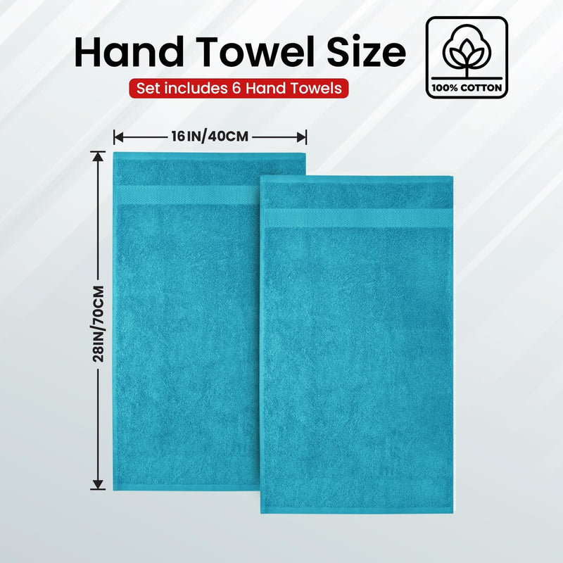 Infinitee Xclusives Premium White Hand Towels - Pack of 6, 41cm x 71cm Bathroom Hand Towel Set, Hotel & Spa Quality Hand Terry Towels for Bath room, Highly Absorbent and Super Soft Bathrooms Towels