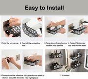 24HOCL Shower Caddy ShelfThickened Upgraded Version, Adhesive Black Bathroom Shower Rack, No Drilling Wall Mounted Shower Organizer, Rustproof Basket for Bathroom, Toilet, Kitchen (2 Pack)