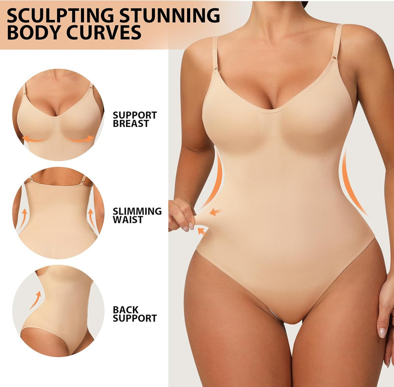 Strapless Shapewear Bodysuit Tummy Control Full Body Shapewear Seamless Butt Lifter Mid Thigh Jumpsuit Tops