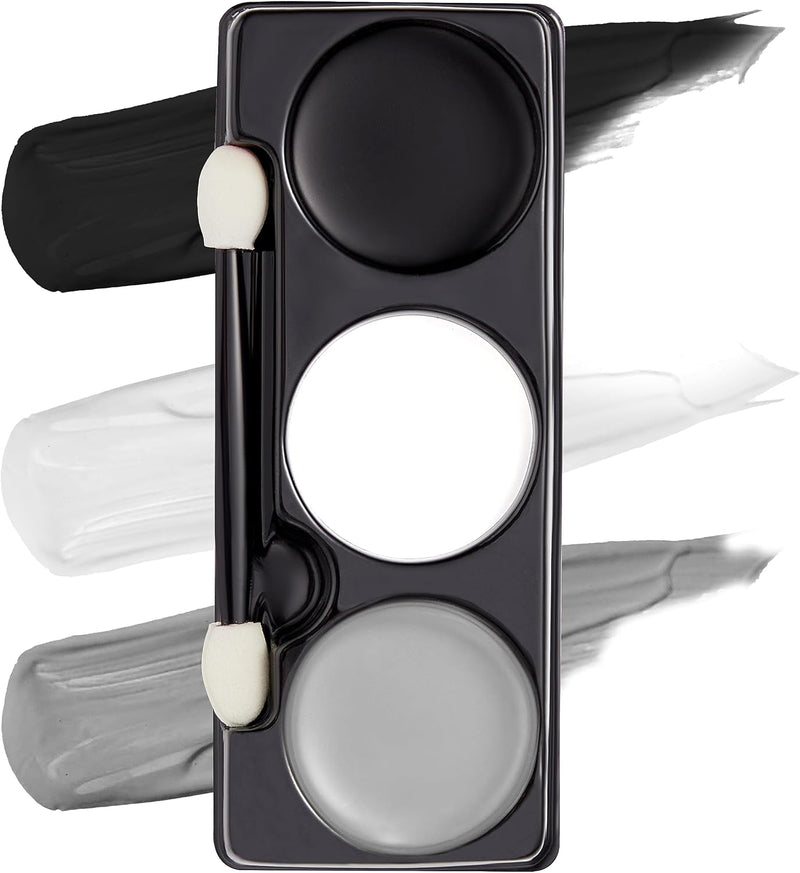 Spooktacular Creations Halloween Makeup Palette 3 Colors Skeleton Face Body Paint with Double-headed Brush for Adult Cosplay SFX Makeup Cosplay Dress Up (7 Oz, Black White Gray ) - Black White Gray