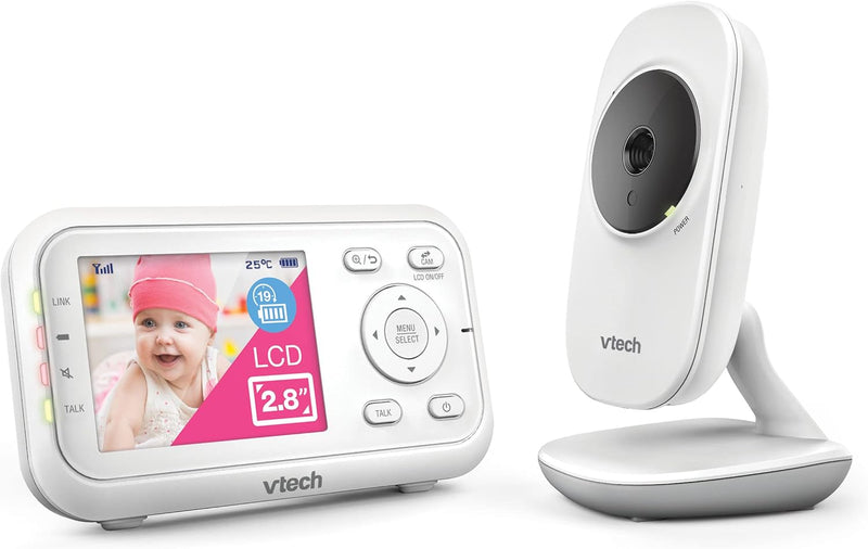 VTech VM3250 Video Baby Monitor with Camera,300m Long Range, Baby Monitor with 2.8" LCD Screen,Up to 19-hr Video Streaming,Night Vision,Secured Transmission,Temperature Sensor,Soothing Sounds,2X Zoom