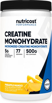 Nutricost Creatine Monohydrate Micronized Powder 500G, 5000mg Per Serv (5g) - 100 Servings, 17.9 Oz - Pineapple 77 Servings (Pack of 1)